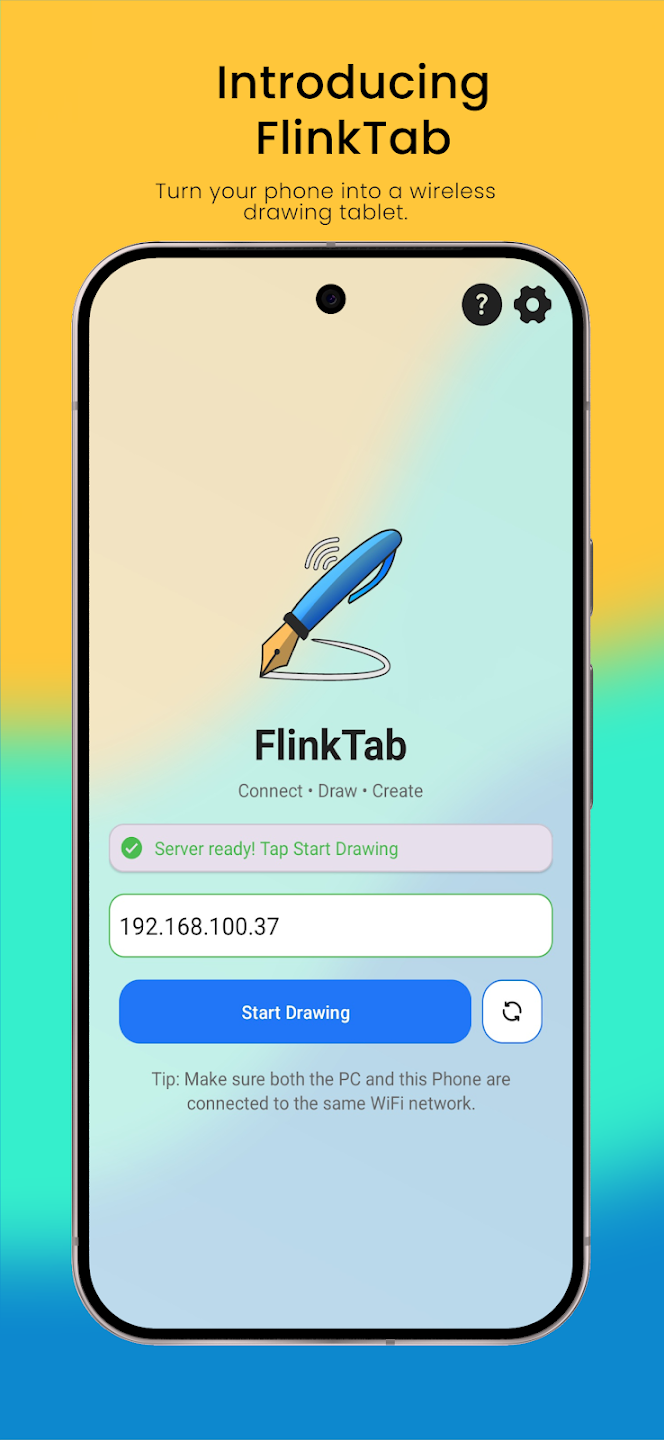 FlinkTab intro screen on Android